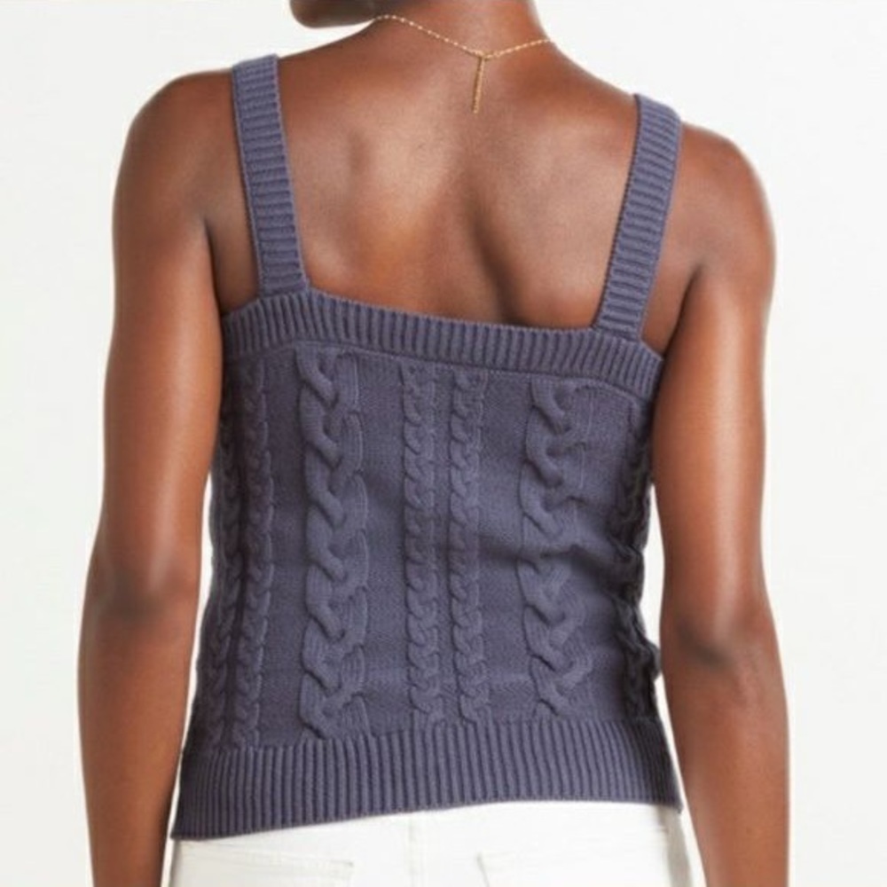 NWOT- Everveve Maeve Cable Knit Tank Denim Blue L - Picture 2 of 5